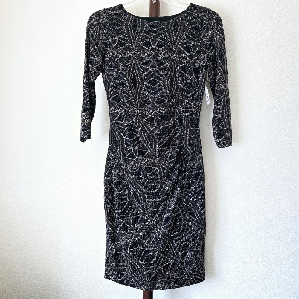 NWT Anne‎ Klein Women's Sz 6 Sequin Party Midi Dress Round Neck Evening Cocktail - Picture 2 of 9